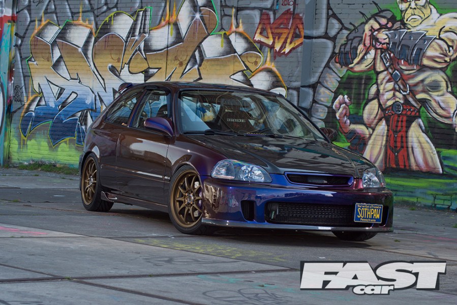 An EK Civic with suspension upgrades for the street.