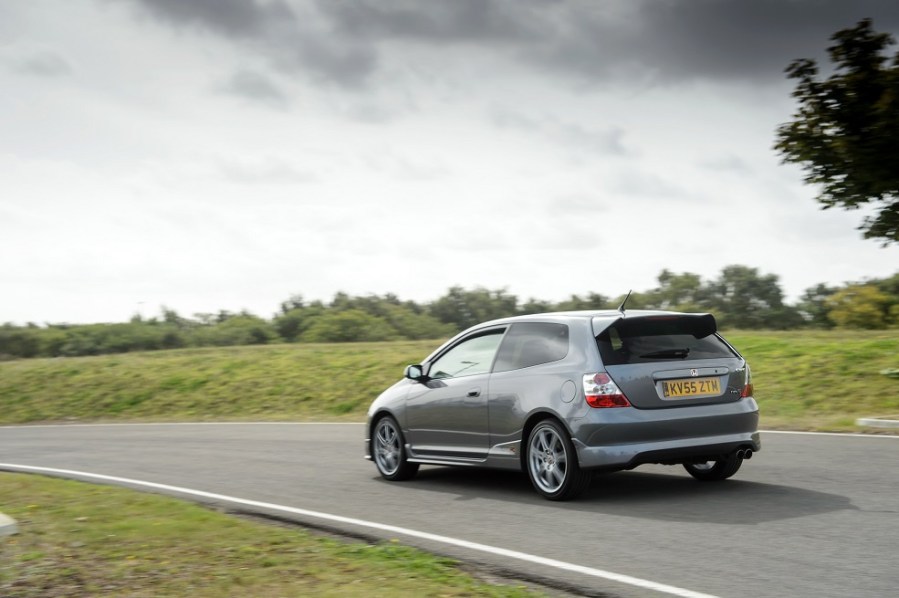 A rear shot of a Honda Civic Type R EP3.