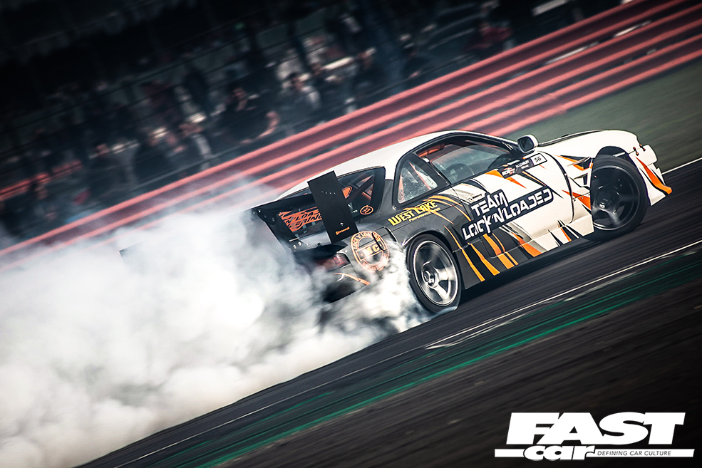 car drifting at TRAX show